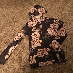 Floral Hooded Sweatshirt. Light weight.